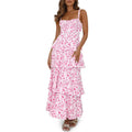 Imily Bela New Womens Floral Maxi Dresses Spaghetti Strap Casual Sleeveless Ruffle Flowy Tiered Dress Comfort Fit